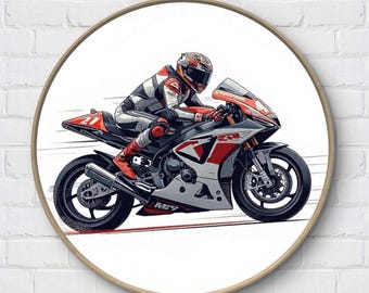 Motorcycle Cross Sitch Pattern: Racing Motorbike Embroidery Pattern (Digital Download)