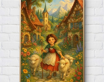 Patrón de punto de cruz de aldea pastoral: Bordado con una acogedora escena campestre (descarga digital)