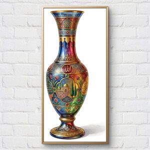Antique Ottoman Vase Cross Stitch Pattern: Vintage Glass Amphora Embroidery Pdf (Digital Download)