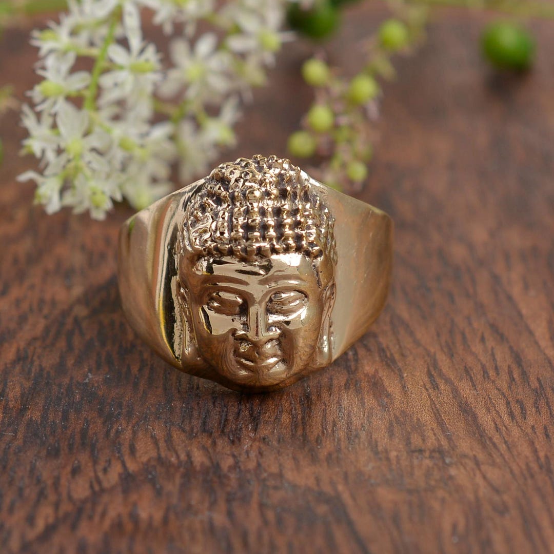 Gold Buddha Head Ring, Buddhist Statement Ring for Men & Women ...