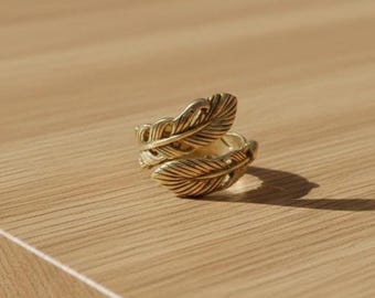 Goldblatt Wickelring, Vintage Blatt Ring, Natur inspiriert Statement Ring, verstellbarer Goldring, botanische Schmuck Geschenk für sie