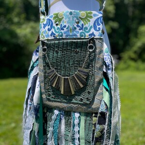Teal Fringe Purse: Upcycled Boho Shoulder Bag with Silver Accents