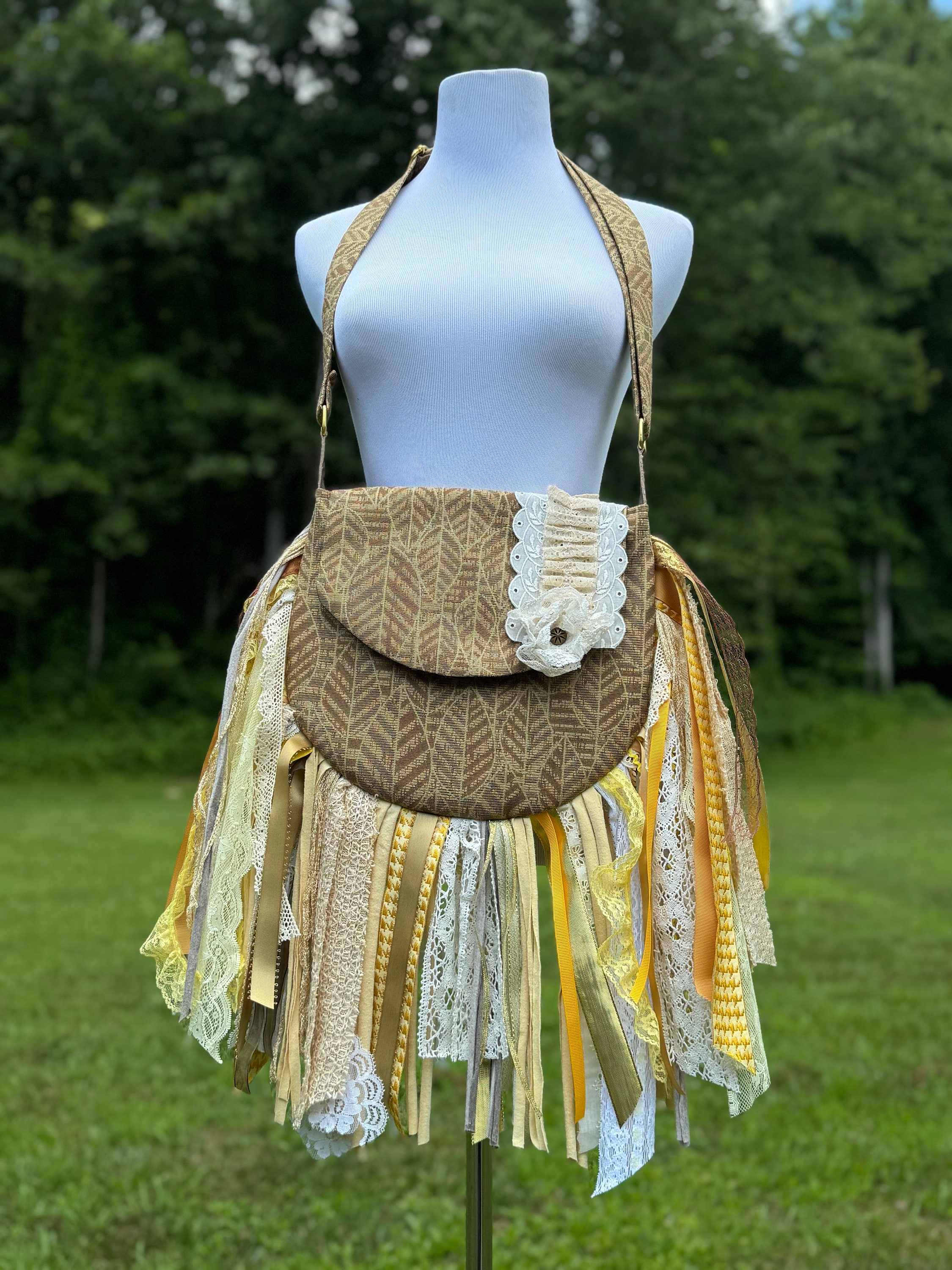 Monedero con flecos de encaje terroso adornado Bolso Boho