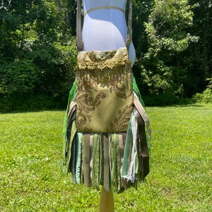 Statement Piece: Bright Green Fringe Purse with Hippie Vibe, Unique Wild Print Embellishments