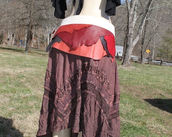 Gonna in pelle taglie forti con strascico, costume da festival e rave