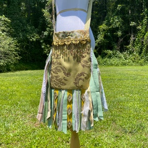 Wild Print Hippie Shoulder Bag - Bright Green Fringe Purse for Festivals & Fun