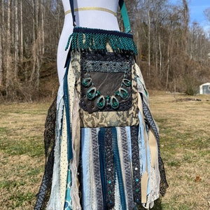 Funky Teal Green Fringe Purse, Boho Chic Embellished Bag with Vintage Vibes.