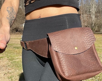 Handmade Leather Hip Bag - Brown Festival Utility Belt