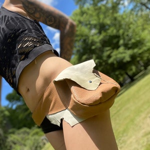 Beige Leather Pocket Belt: Discover Ancient Viking Vibes with this Adventure Companion