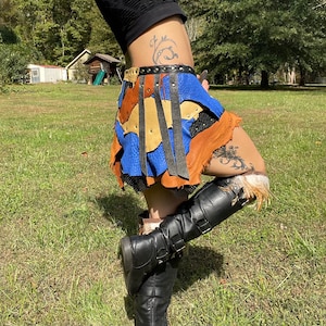 COPPER RIVERS, Leather Mini Skirt Belt, Utility Belt, Tribal Belly Dance Belt,  Warrior Costume