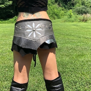Leather Applique Corset Belt: Burning Man Rave Costume Skirt