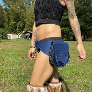 CLEARANCE, Blauer Leder Taschengürtel, Boho Dienstprogramm Gürtel, Burning Man Taschengürtel, Oberschenkel Hüfttasche