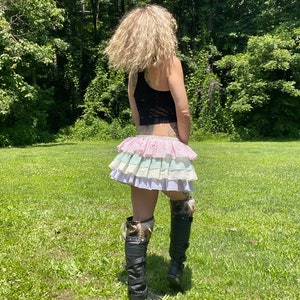 Pastel Rainbow Ruffle Bustle Skirt: Festival Rave Costume Belt