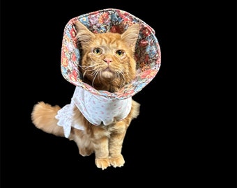 Fashionable Feline Accessory: Handcrafted Cat Cone Collar for the Classy Cats. Size Medium