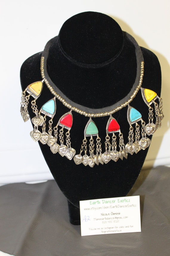 Vintage Tribal Necklace with bells, Tribal belly D