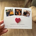 Personalized Birthday Card for Husband or Wife - Custom Photo Birthday Card - Boyfriend Girlfriend Birthday Card - Crochet Heart Card - A2