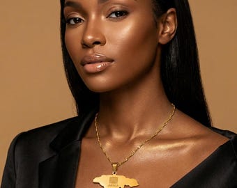 Jamaica Map Necklace – Gold & Silver Plated Jamaican Pendant Necklace, Stainless Steel Water Wave Chain, Caribbean Jewellery Gift