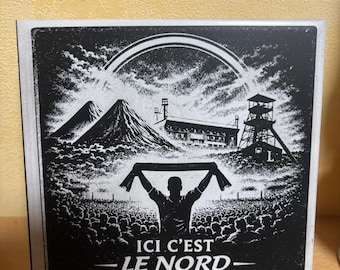 Carreau de carrelage gravé - Racing Club de Lens - Décoration Supporter Sang et Or - Cadeau artisanal Nord-Pas-de-Calais