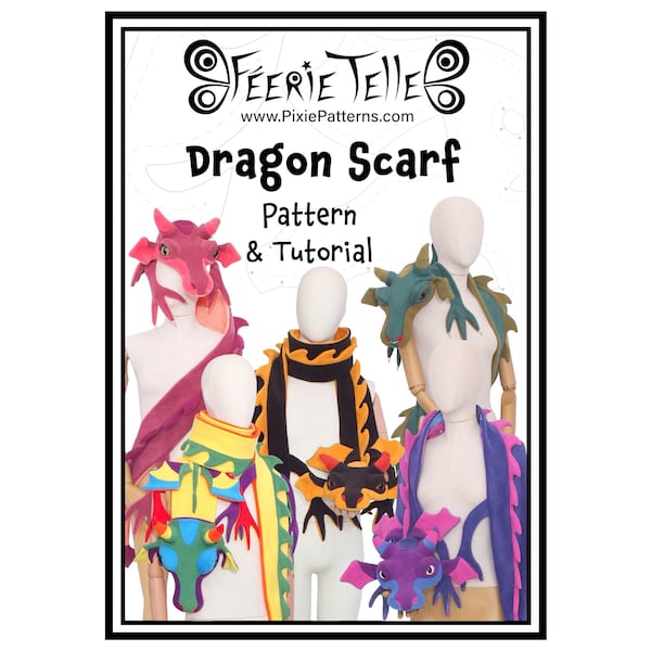 Dragon Scarf - Wearable Toy Plushie Puppet - Adult / Kids - Digital Sewing Pattern + Tutorial Download
