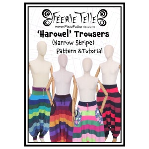 Narrow Stripe Harouel Trousers- Digital Sewing Pattern + Tutorial Download