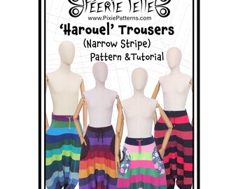 Narrow Stripe Harouel Trousers- Digital Sewing Pattern + Tutorial Download