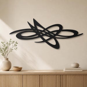 Black Kinetic Metal Wall Art, Angular Orbit Wall Sculpture for Modern Office Decor