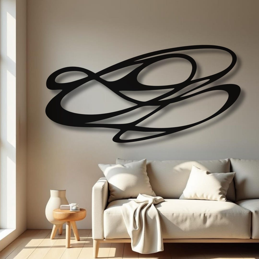 Abstract Metal Wall Art, Modern Minimalist Wall Decor, Geometric Steel ...