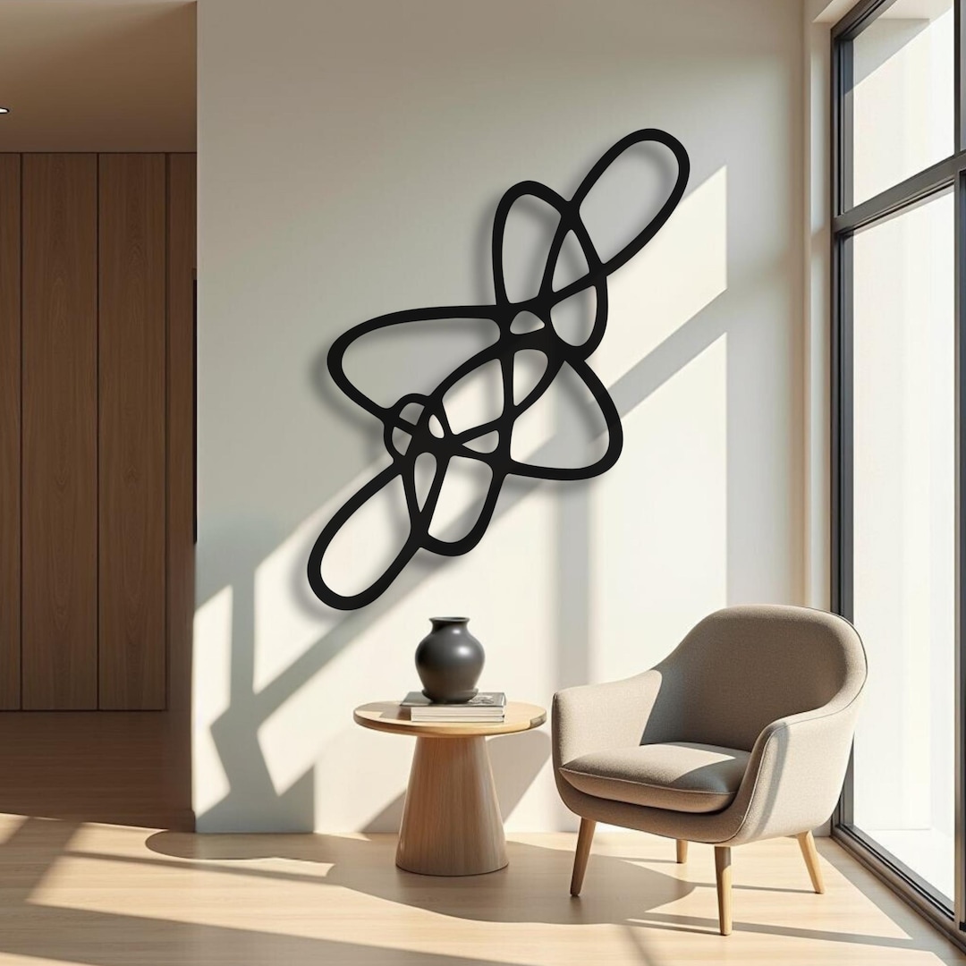 Black Metal Abstract Artwork – Modern Geometric Sculpture – Statement ...