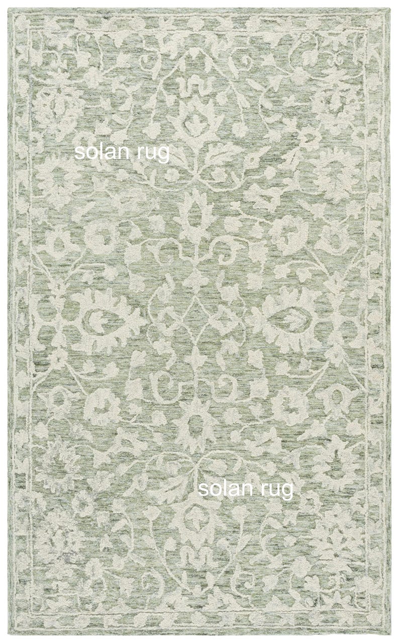 Sage Green & Grey Hand Tufted Wool Rug | Elegant Floral Area Rug for ...