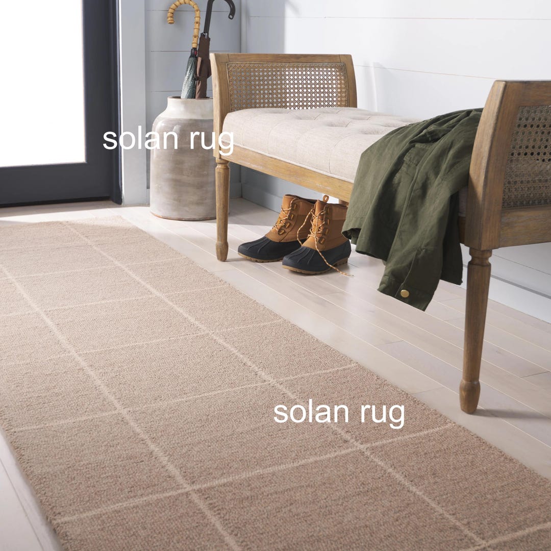 Solan Beige Grid Rug | Minimalist Windowpane Checkered Area Rug ...