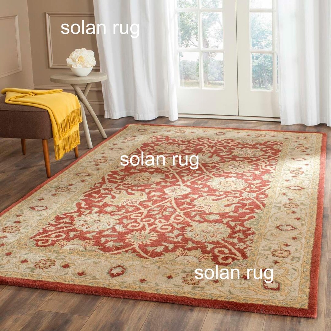 Red Tuft Rug Rust Red Hand Tufted Wool Rug - Traditional Floral Area Rug - Beige ...