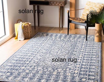 Blauer und Elfenbeinfarbener Traditioneller Teppichläufer, Vintage Floral Flur Teppich, Klassischer Orientalischer Eingangsbereich Küchen Teppich