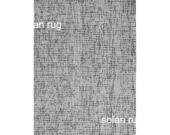Abstract Hand Tufted Wool Rug - Dark Grey & Ivory Modern Textured Area Rug - Minimalist Grid Pattern Carpet for Living Room, Bedroom, Office