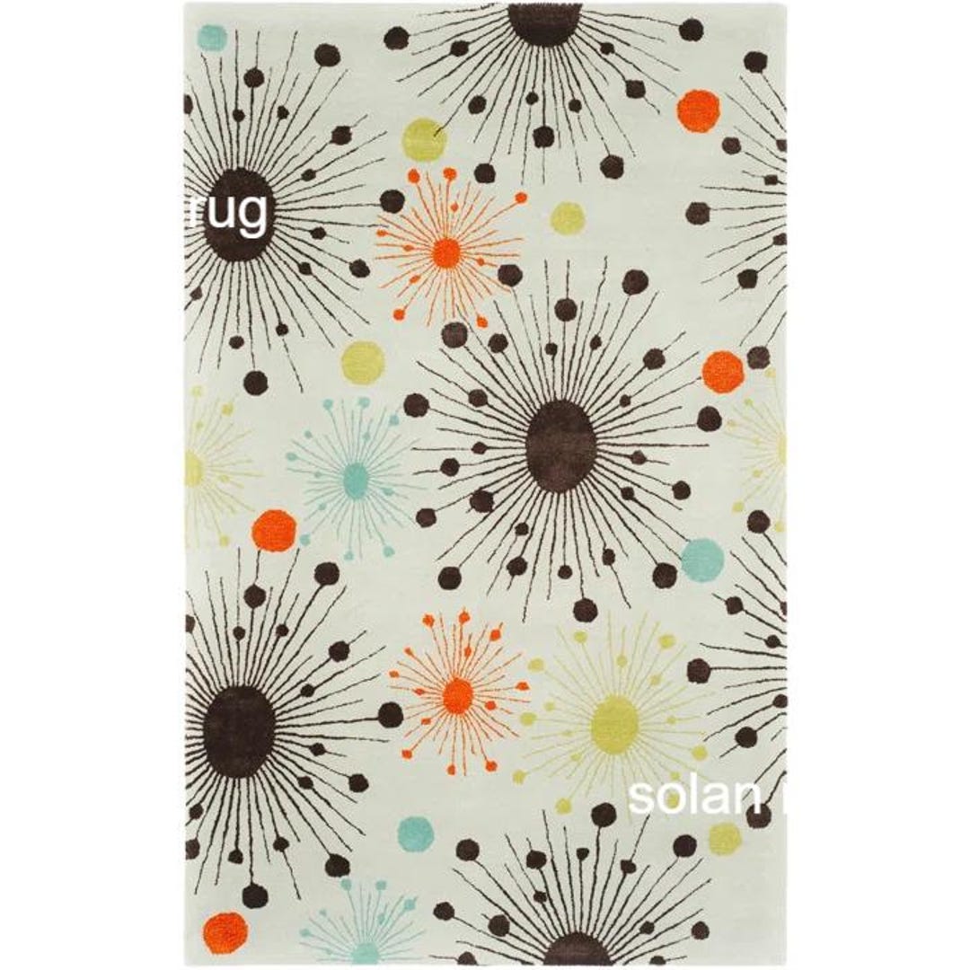 Mid Century Modern Hand Tufted Rug, Atomic Starburst Wool & Viscose ...
