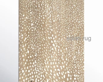 Hand-Tufted Wool Area Rug – Brown Cream Antelope Print