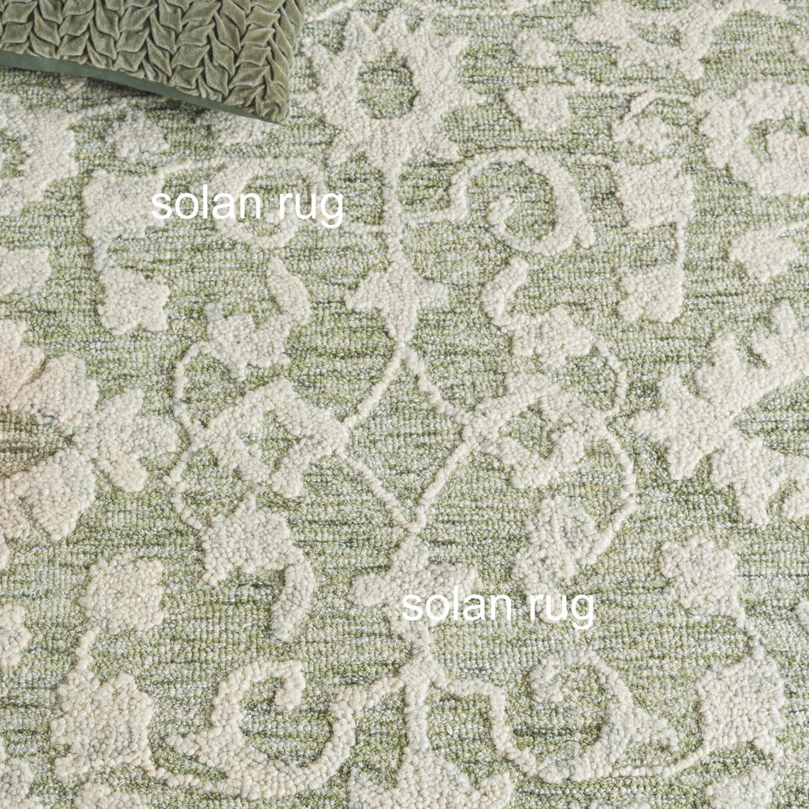 Sage Green & Grey Hand Tufted Wool Rug | Elegant Floral Area Rug for ...