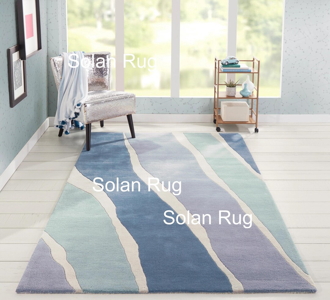 Current Rug Designs Ocean Current Rug, Hand Tufted Wool Area Rug, Modern Coastal Decor ...
