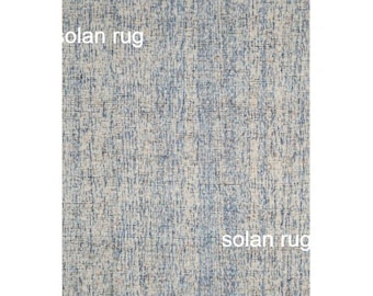 Abstract Blue Area Rug, Modern Hand Tufted Wool Rug, Neutral Contemporary Carpet, Minimalist Living Room Rug, Custom Size Rug