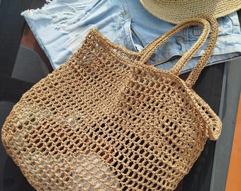 Raffia bag|Handmade Crochet Bag|For beginners|Master class in Russian|PDF file with step-by-step instructions and photos
