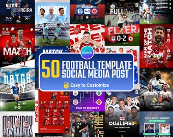 Football Templates Social Media, Canva Football Poster, Editable Sports Design, Matchday, Soccer Flyer