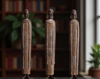 非常に重い黒檀の木で作られたアフリカの彫像。手作りMMS3 - Etsy 日本