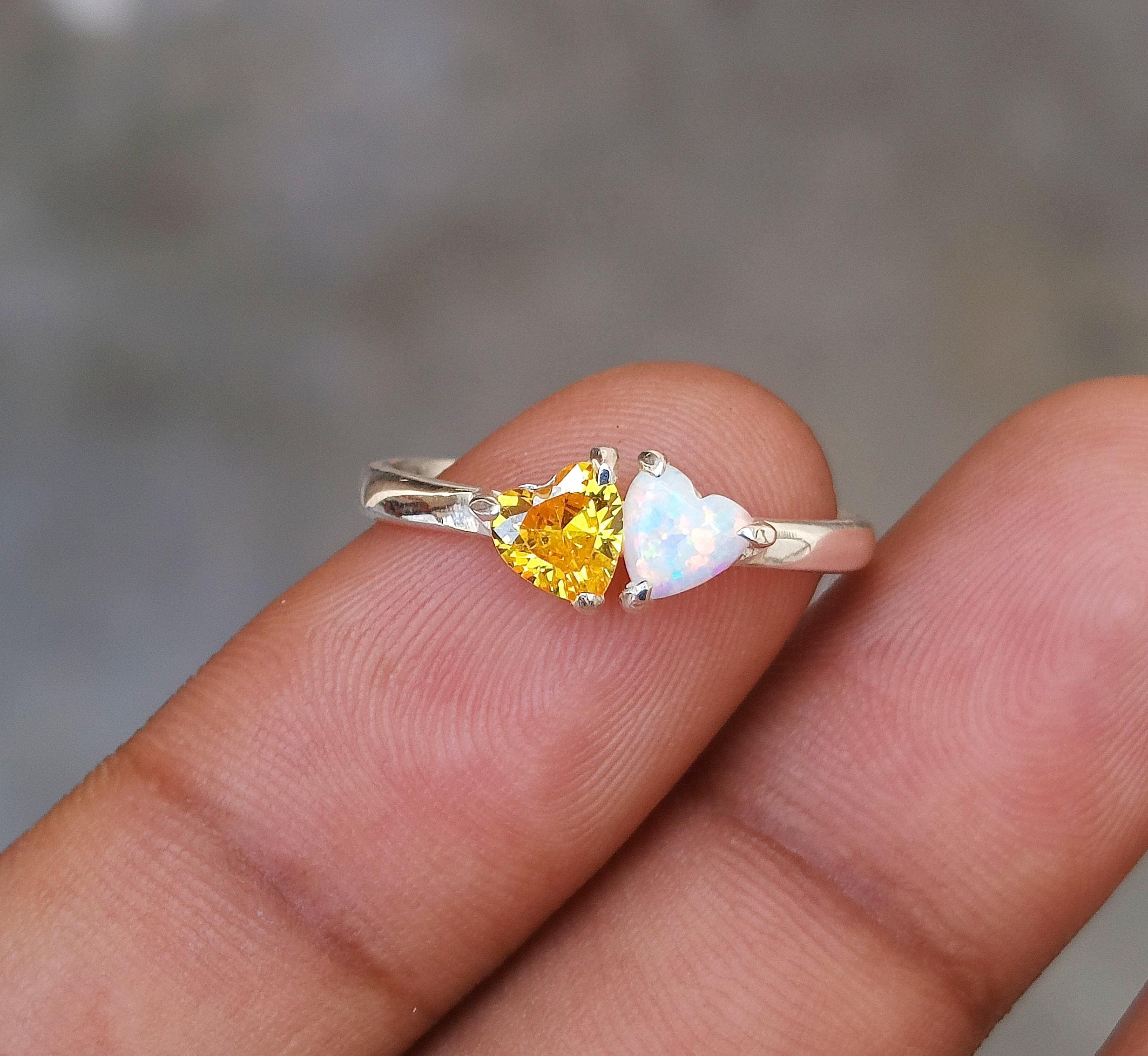 Dainty 10k Yellow Gold December Birthstone Heart Ring With CZ - Promise/Proposal Ring (Size 7.5) - View #2