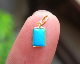 Natural Turquoise Charm 18k Solid Gold – Dainty Handmade Pendant