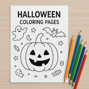 25 Printable Halloween Coloring Pages | Kids Activity | Pumpkins, Bats, Cats, Ghosts & More | Instant Download