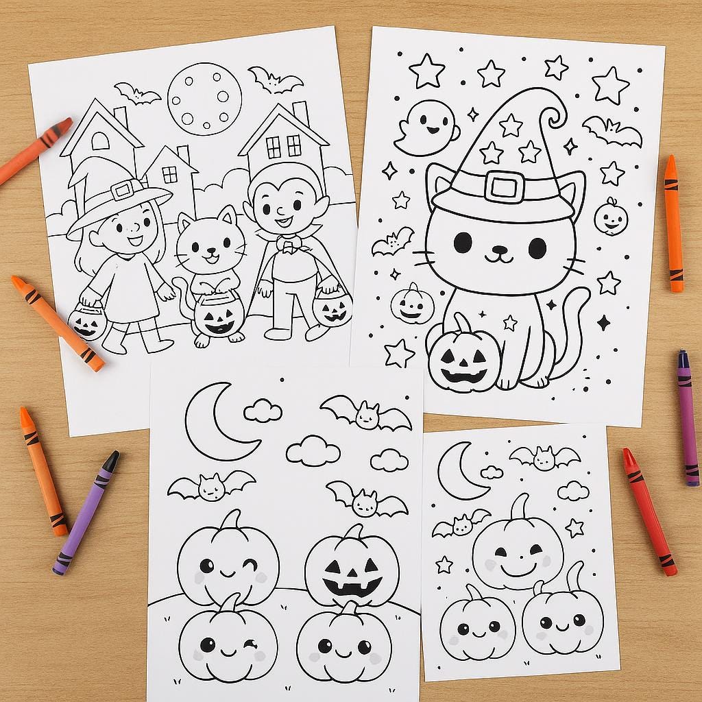 25 Printable Halloween Coloring Pages | Kids Activity | Pumpkins, Bats ...