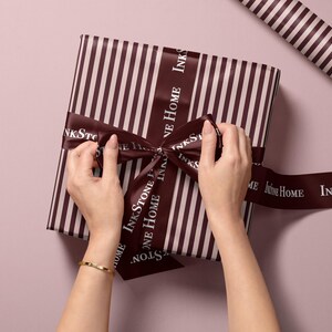 Red Striped Wrapping Paper | Chic Modern Gift Wrap, Timeless Design image 3