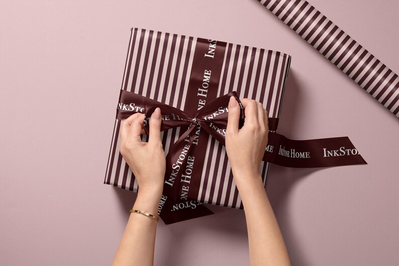 Red Striped Wrapping Paper | Chic Modern Gift Wrap, Timeless Design image 3