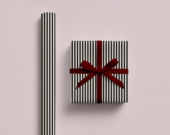 Black and White Striped Wrapping Paper - Modern Minimalist Gift Wrap