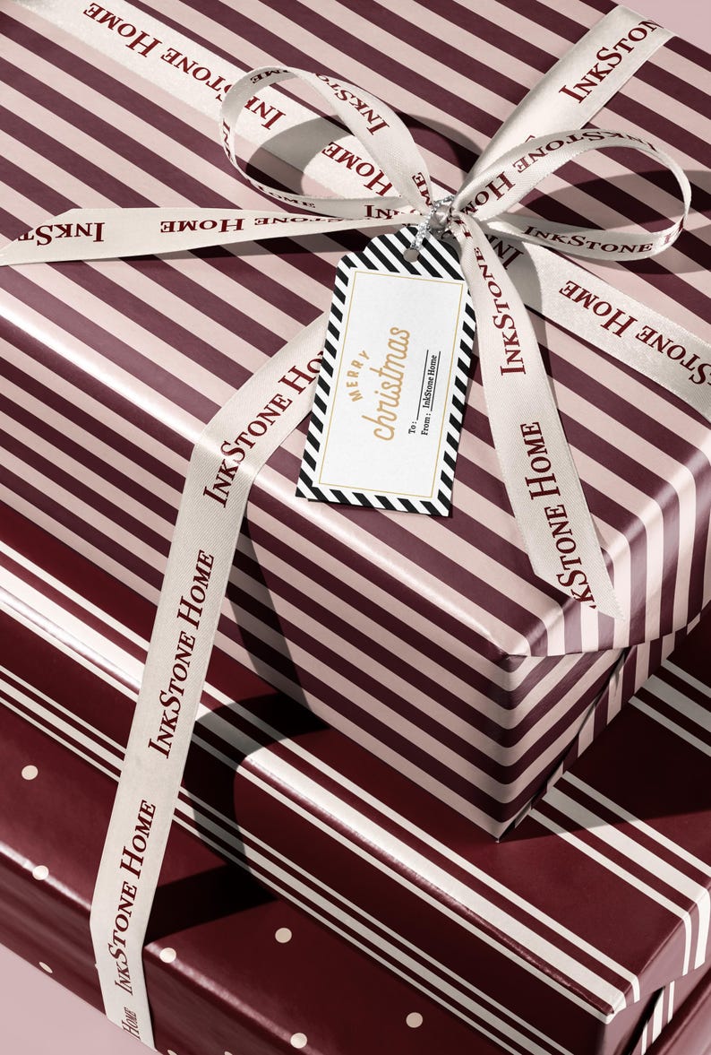 Red Striped Wrapping Paper | Chic Modern Gift Wrap, Timeless Design image 2