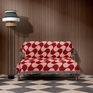 Red Blush Abstract Pattern Woven Blanket | Modern Statement Throw